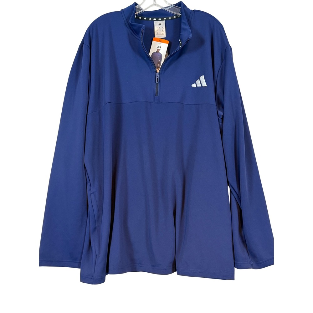 NWT Adidas Mens 1/4 Zip Layer Pullover Dark Blue XXL Long Sleeve‎ Top Gorpcore